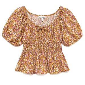 Cottagecore Milkmaid Puff Sleeve Peasant Top Womens Size Medium Soft Girl